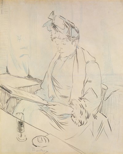 W kawiarni (ołówek i atrament na papierze) autorstwa Henri de Toulouse Lautrec